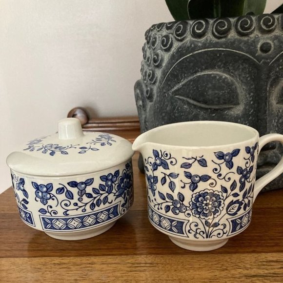 Other - Vintage Broadhurst England Blue and White Sugar bowl and Creamer